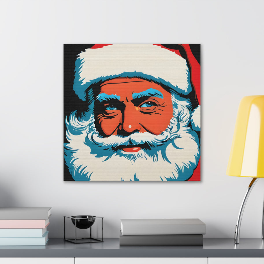 Santa Canvas Wall Art Pop Art Blue