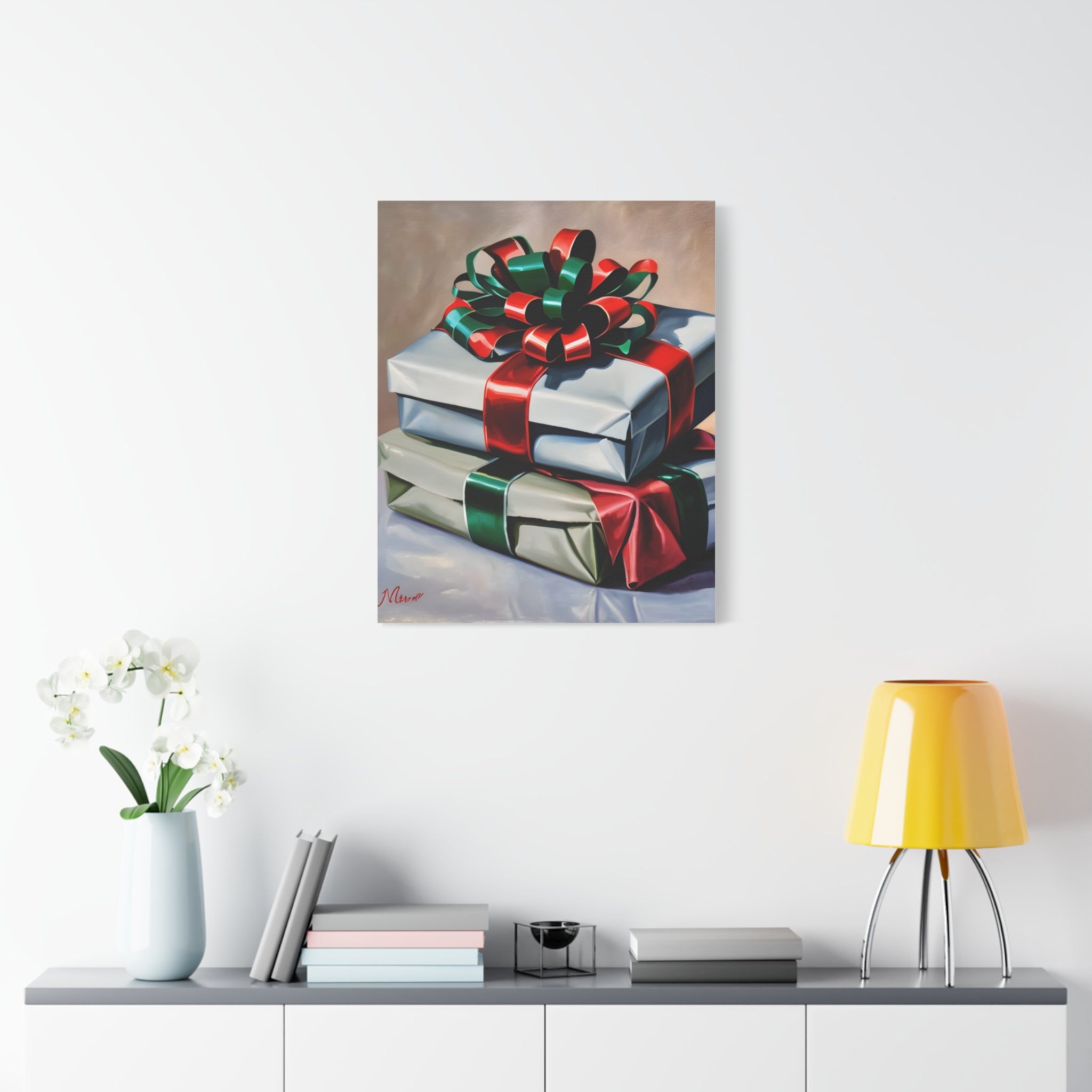 Christmas Canvas Wall Art Christmas gifts with bows