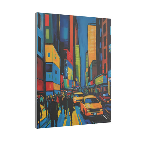 Abstract Canvas Wall Art - Busy City Street