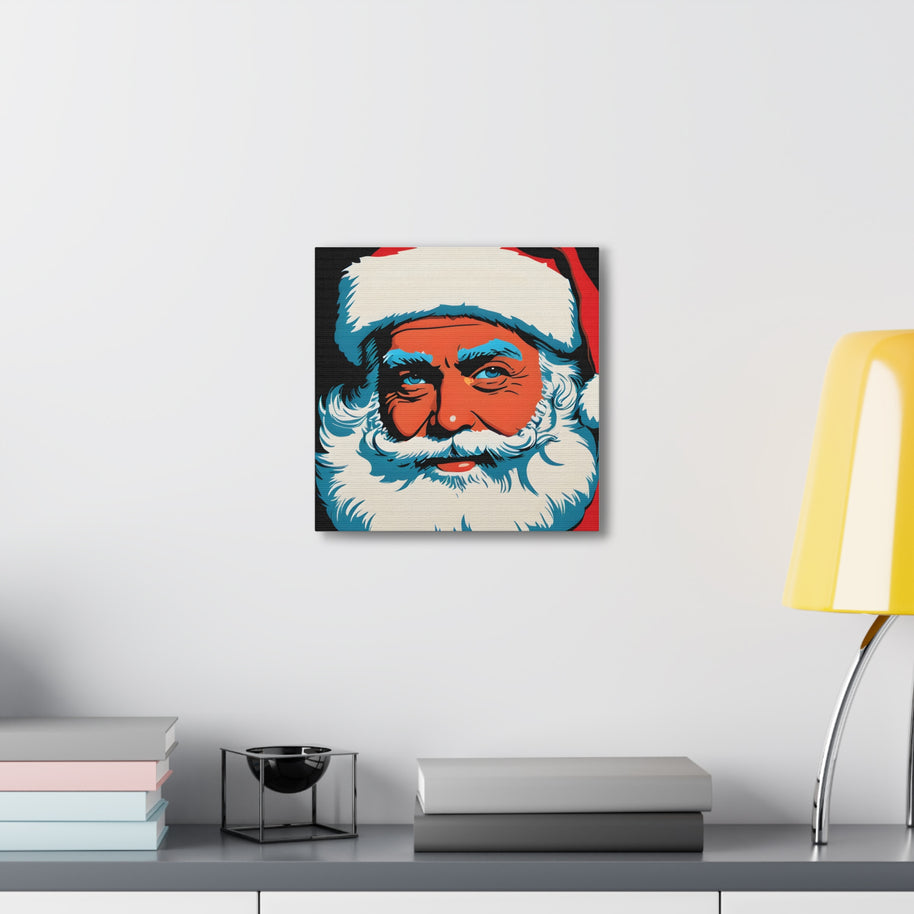 Santa Canvas Wall Art Pop Art Blue