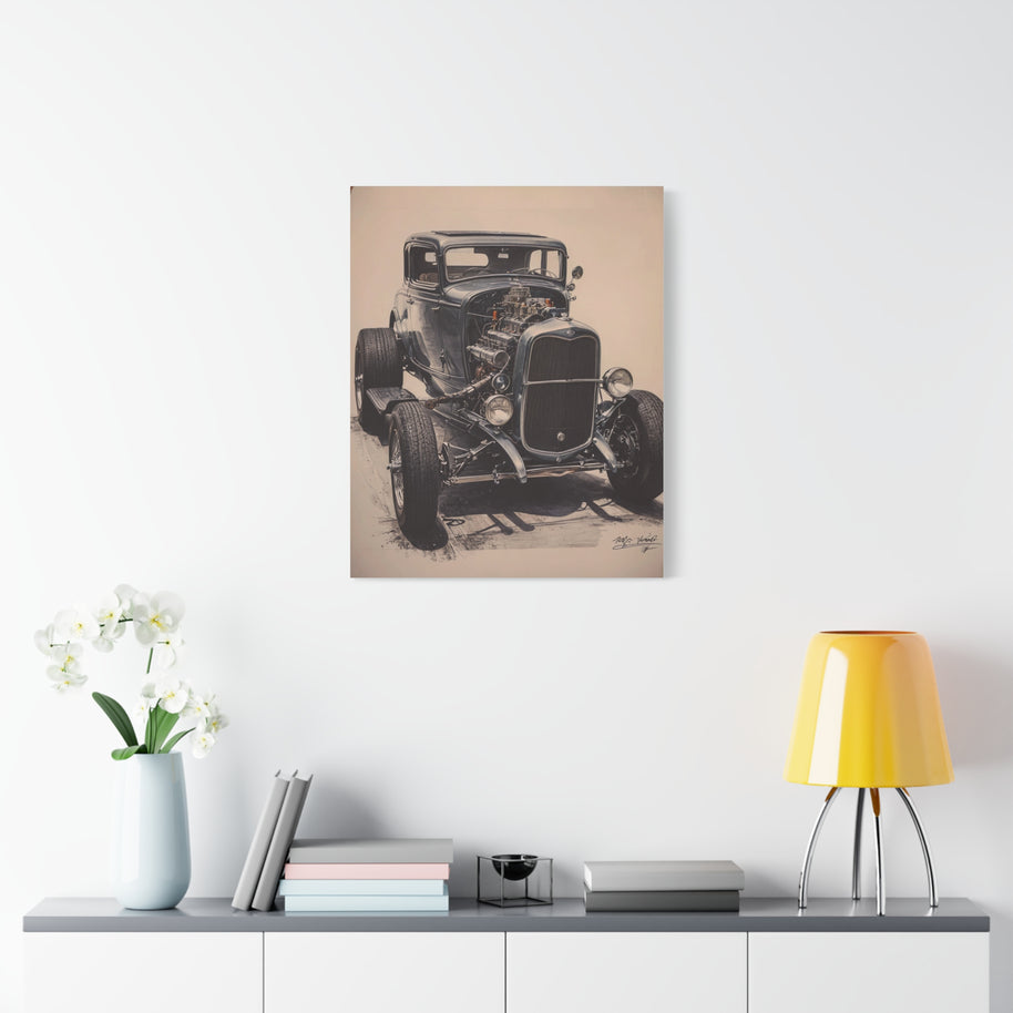 Vintage Canvas Wall Art 1932 Ford V8