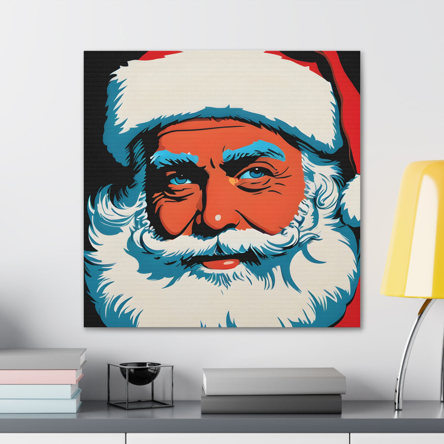 Santa Canvas Wall Art Pop Art Blue