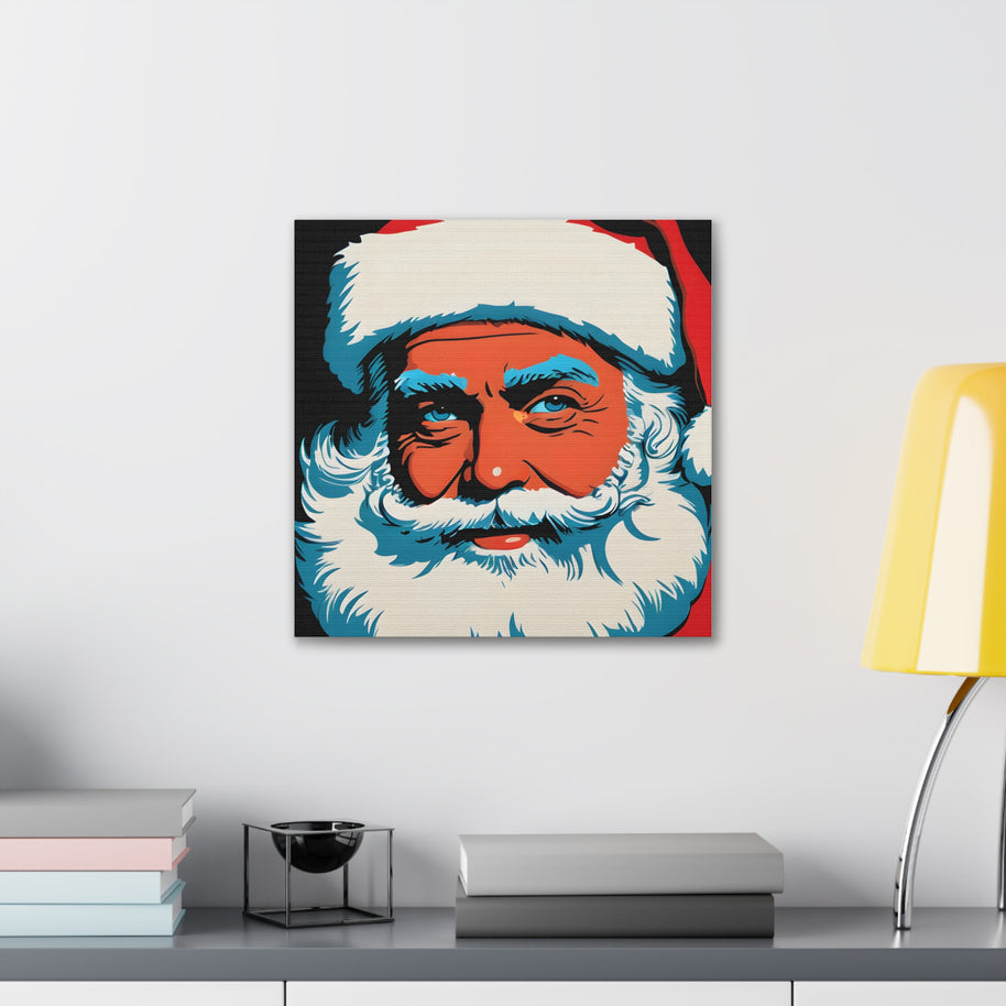 Santa Canvas Wall Art Pop Art Blue