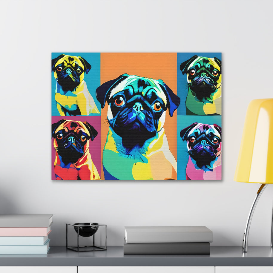 Pop Art Pug Dog Pug Canvas Wall Art