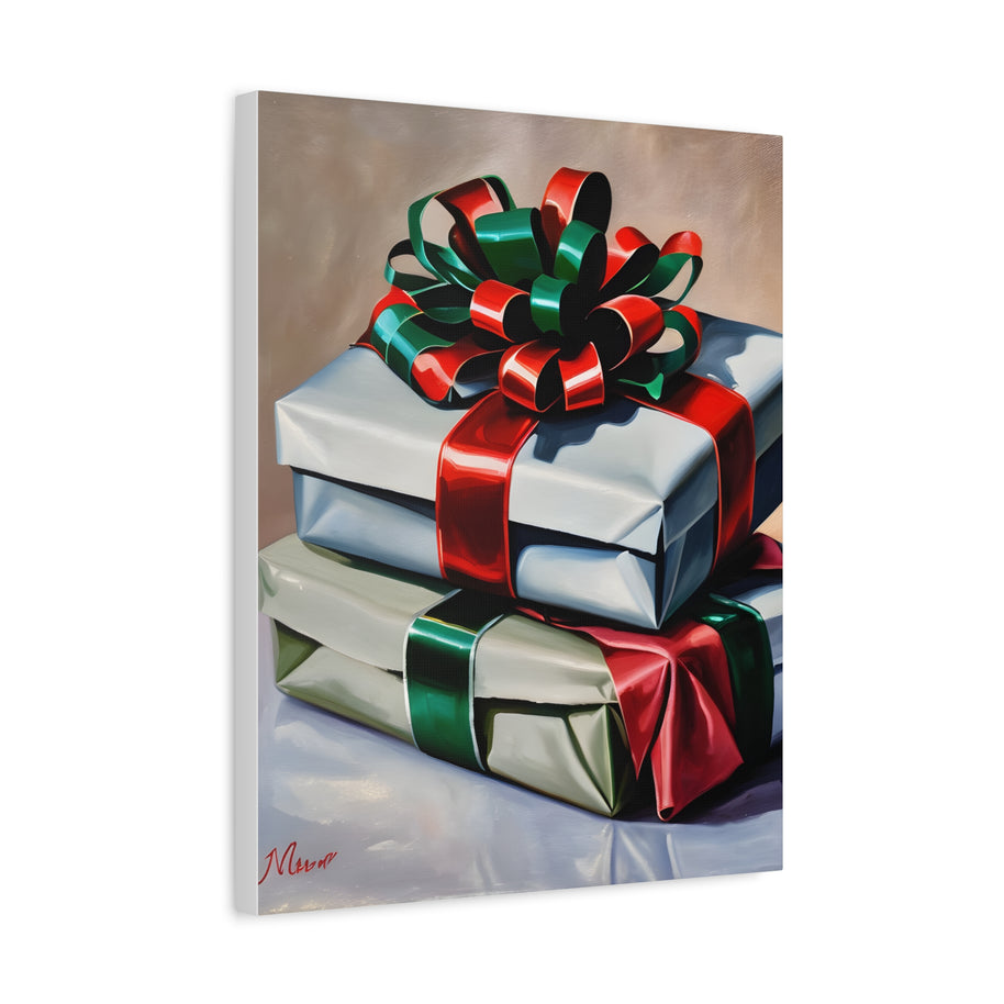 Christmas Canvas Wall Art Christmas gifts with bows
