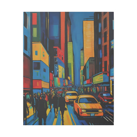 Abstract Canvas Wall Art - Busy City Street