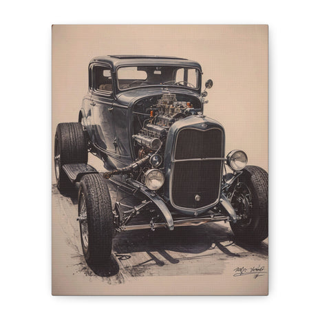 Vintage Canvas Wall Art 1932 Ford V8