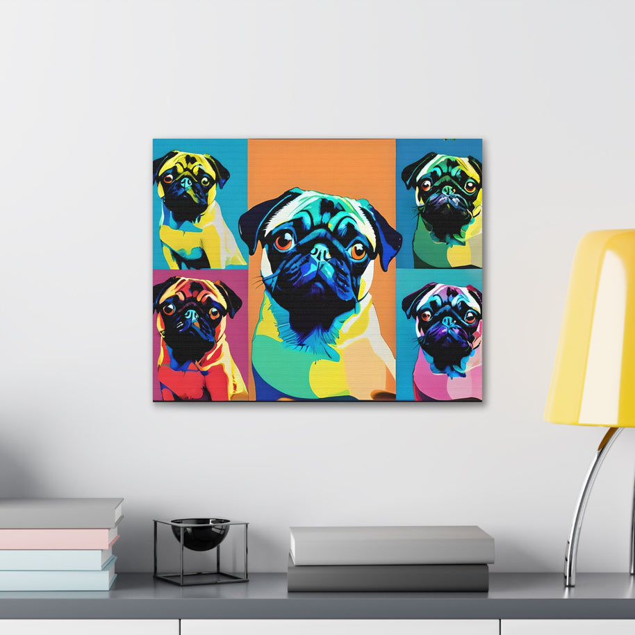 Pop Art Pug Dog Pug Canvas Wall Art